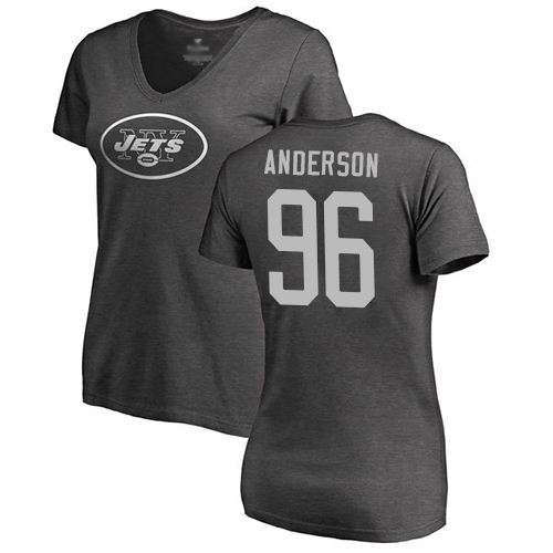 New York Jets Ash Women Henry Anderson One Color NFL Football #96 T Shirt->women nfl jersey->Women Jersey